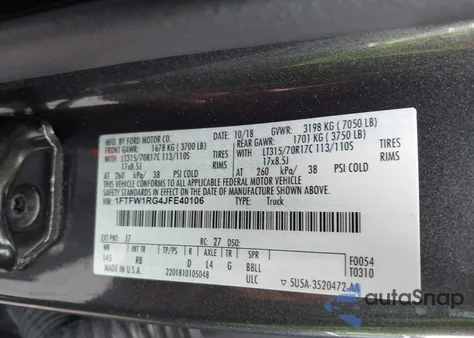 2018 Ford F-150 Raptor from USA, damaged, VIN 1FTFW1RG4JFE40106